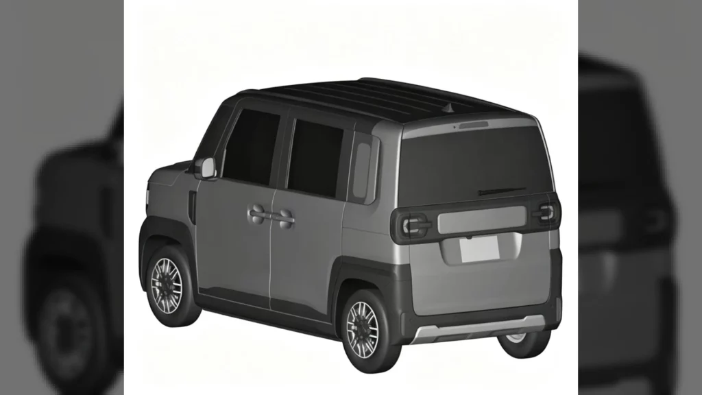 Tylna część nadwozia utwardzonego mikrovana przedstawiona na szkicu patentowym